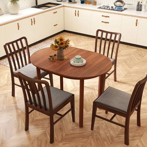 COSTWAY Table à Manger Ovale 110x78x77cm en Bois d'Hévéa pour 2-4 Personnes - Moderne pour Petits Appartements