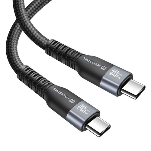 Câble 5A Thunderbolt 4.0 Transfert USB-C vers USB-C 150cm 240W Swissten Noir
