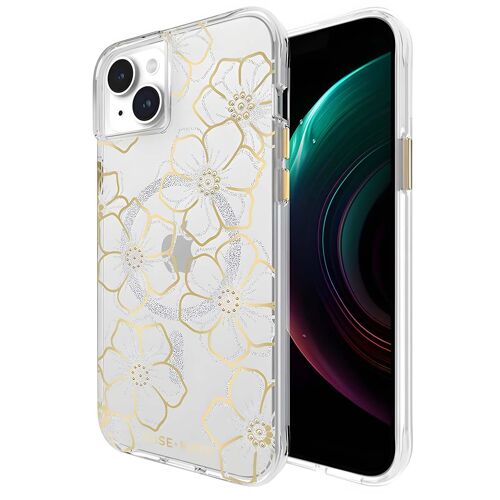 Coque Compatible MagSafe pour iPhone 15 Plus avec Design Floral Gems CASE MATE Dorée