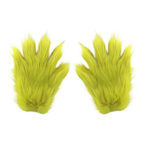 Gants Grinch Croque-Mitaine Poilu Vert Adulte