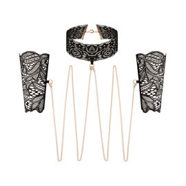 Collier Et Menottes En Dentelle Noir - Rosy Gold - Noir