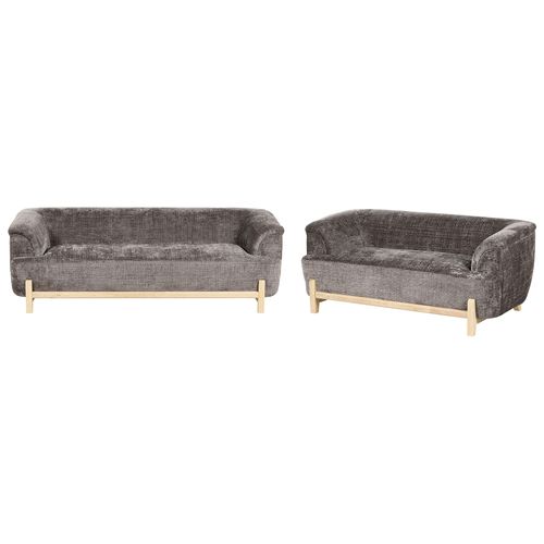 Ensemble De Salon 5 Places Alnor Tissu Chenille Marron