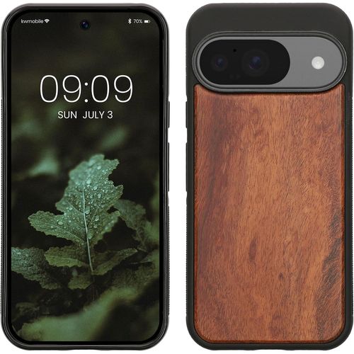 Kwex-Housse Compatible Avec Google Pixel 10 / Pixel 10 Pro Coque - Étui De Protection Rigide En Bois Avec Cadre En Tpu - Marron Vintage-Marron Acacia