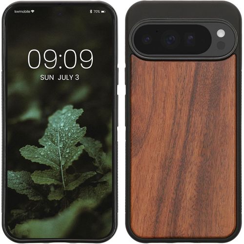 Kwex-Housse Compatible Avec Google Pixel 10 Pro Xl Coque - Étui De Protection Rigide En Bois Avec Cadre En Tpu - Marron Vintage-Marron Acacia