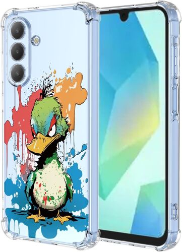 KALANKA-Coque pour Samsung Galaxy A17 5G/4G Transparent - Série Colorée de Graffitis d'art Cool, Motif Mignon, Étui TPU Antichoc Ultra-Mince - Duck
