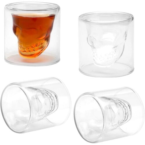 Verres Tête De Mort Set De 4 Skull Head Design Verre À Pour Vodka Verre À Whisky Verre A Whisky (75 Ml)