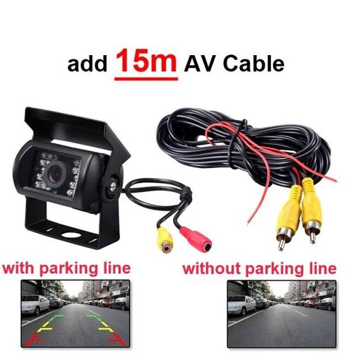 Caméra De Recul 4 Broches,Port Av Ir,Caméra De Sauvegarde Nocturne,Étanche Pour Camion/Remorque/Micros/Rv/ Lourd Add 15m Av Cable With Parking Line