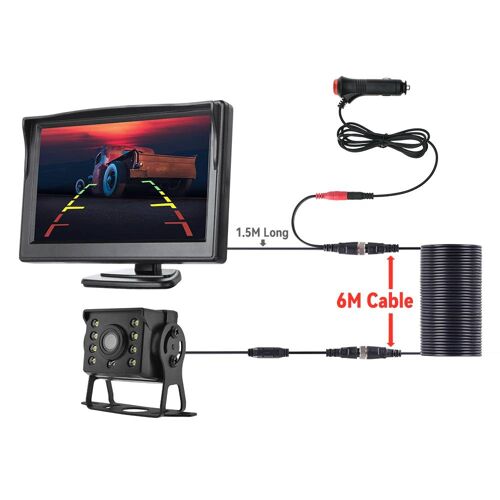Caméra De Recul Universelle Pour Voiture,Avec Moniteur De 5 Pouces,Pour Camion,Écran Hd,Vision Nocturne Led,Étanche,Sécurité Des Bus 500h-Cl-Mbus-6m
