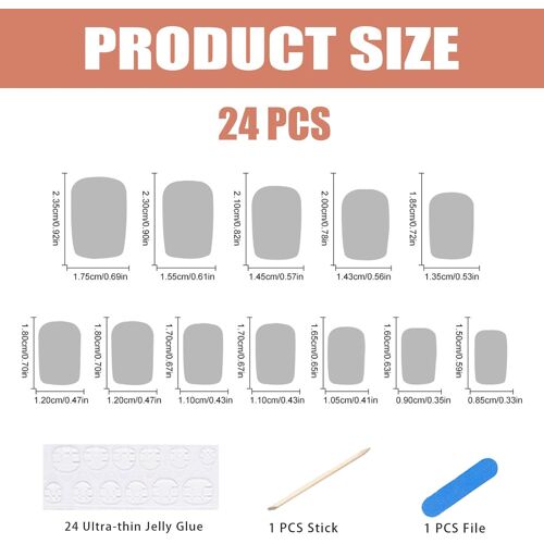 24 Pcs Press On Nails, Ongles À Coller, Ongles En Acrylique À Coller, Faux Ongles - 24 Ongles Courts Carrés French Glitter Rouge 