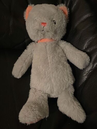 Peluche doudou chat gris et rose francoise saget 30cm