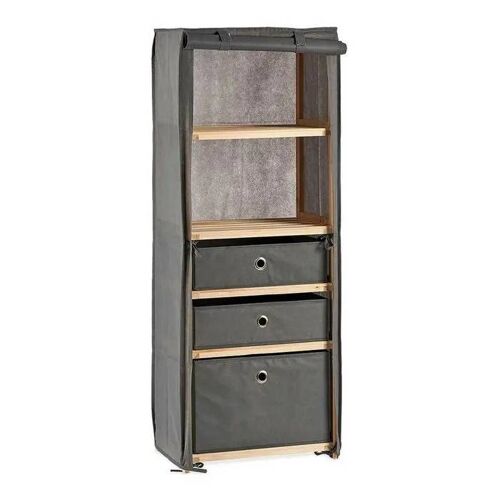 Étagère - BigBuy Home - Gris Bois Tissu - 3 Tiroirs - 2 Étagères - Moderne