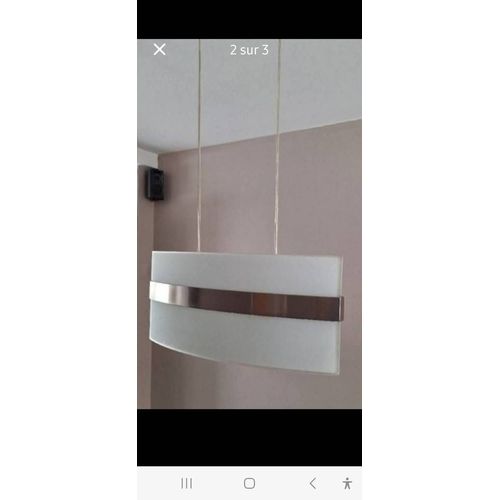 Suspension Oblongue En Verre Blanchi