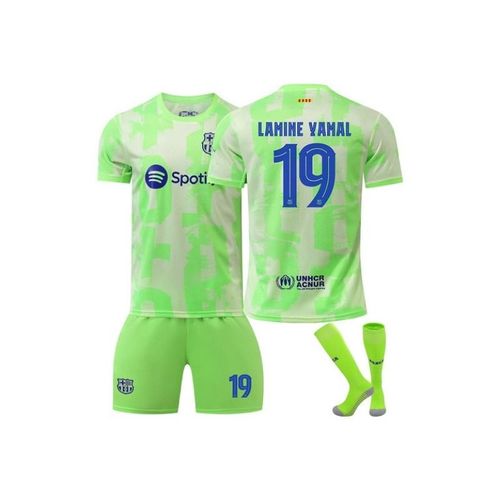 Fc Barcelone 2024/25 Uefa Deuxième Extérieur ¿ Maillot De Football Lamine Yamal #19 Ensemble 3 Pièces T-Shirt Short Chaussettes
