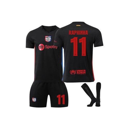 Fc Barcelone 2024/25 Uefa Extérieur ¿ Maillot De Football Raphinha #11 Ensemble 3 Pièces T-Shirt Short Chaussettes