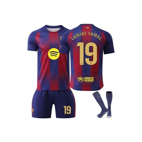Fc Barcelone 2025/26 Domicile ¿ Maillot De Football Lamine Yamal #19 Ensemble 3 Pièces T-Shirt Short Chaussettes