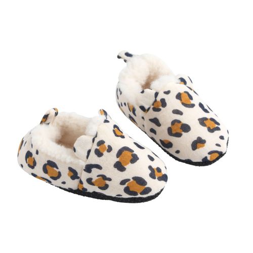 Chaussons Bébé Fourrés Imprimé Léopard - Leopard Ecru