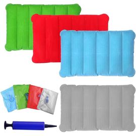 Trahoo-Lot De 4 Coussins Gonflables, Coussins D'assise Et De Voyage, Pour Voiture, Pour Camping Et Voyage, En Matériau Souple, Rouge, Vert Fruit, Bleu Clair, Gris, 47 X 30 Cm