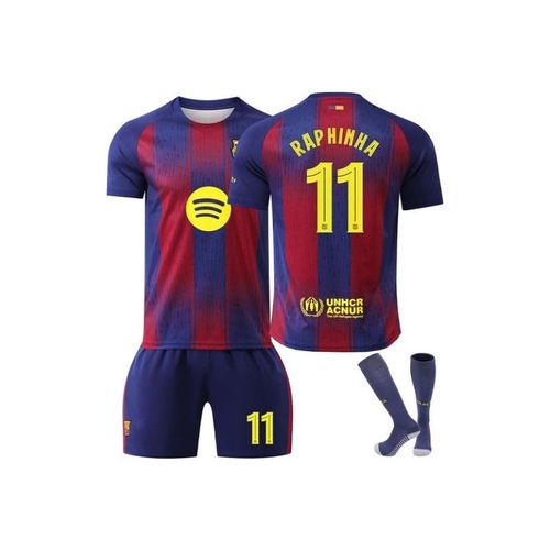 Fc Barcelone 2025/26 Uefa Domicile ¿ Maillot De Football Raphinha #11 Ensemble 3 Pièces T-Shirt Short Chaussettes