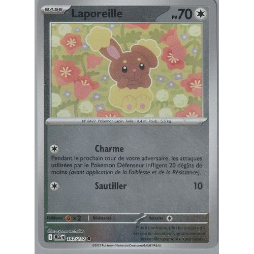 Carte Pokémon - Laporeille - 107/132 - Reverse - Méga-Evolution