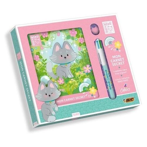Mon Carnet Secret Niko-Niko - Avec 1 Carnet, 1 Cadenas Coeur Et 1 Stylo 4 Couleurs Bic Collector