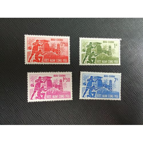 Timbre Vietnam Du Sud Y T 200 A 203 Séries : Villages Stratégiques 1962 ( 111009 )