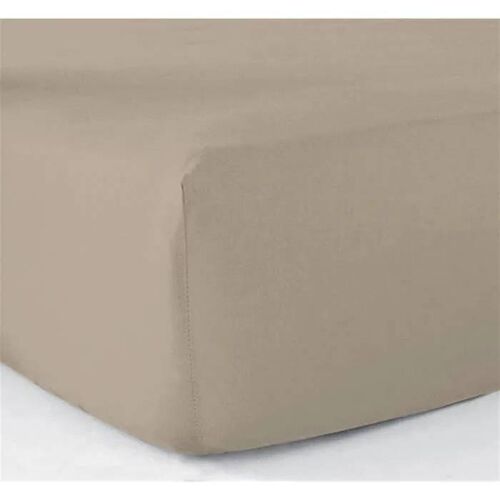 Drap Housse - Polycoton - 140x190 Cm - 57 Fils/Cm2 - Lavable Jusqu'à 60° - Taupe