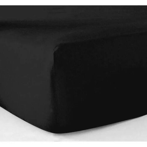 Drap Housse - Coton - 160x200 Cm - Noir - 57 Fils/Cm2 - Bonnet 20 Cm