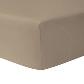 Drap Housse 160 X 200 Cm - Taupe Clair 100% Coton 57 Fils / Cm