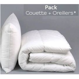 Couette - Fabrication Française - 140 X 200 Cm - 1 Oreiller 50 X 70 Cm - Polyester - Lavage À Sec