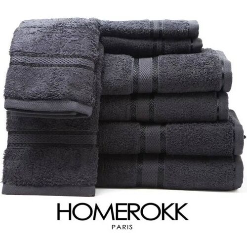 Serviette - Homerokk - 70 X 140 Cm - Anthracite Foncé - 100% Coton - Très Absorbante