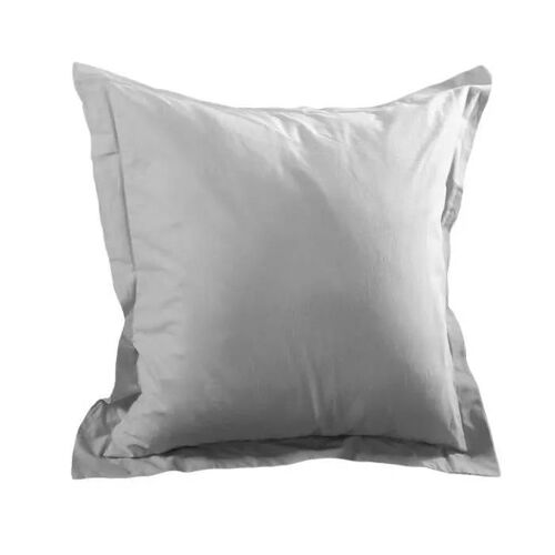 Taie D'oreiller - Alicia - Gris Perle - 65x65 Cm - Coton Naturel - Volant Plat