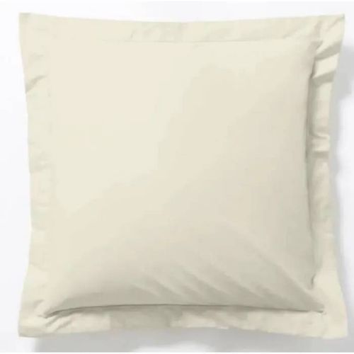 Taie D'oreiller - Ecru - 65x65 Cm - 100% Coton - Volant Plat Piqué - Tissage Très Serré