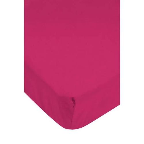 Drap Housse - Coton - Fushia - 140 X 190 Cm - 57 Fils/Cm² - Lavable À 40°C