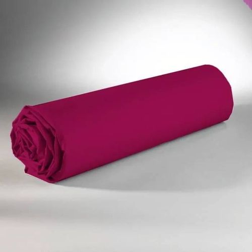 Drap Housse - 100% Coton - Fuchsia - 140 X 190 Cm - Élastiqué - Lavable En Machine