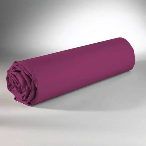 Drap Housse - Coton - 140 X 190 Cm - Prune - Élastiqué - Lavable En Machine