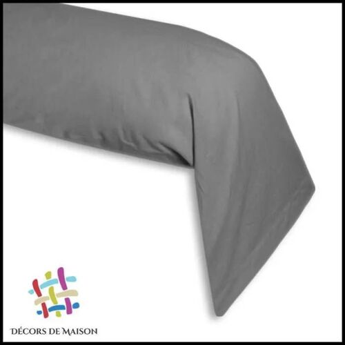 Taie De Traversin - Décors De Maison - 45 X 185 Cm - Coton 100% - Anthracite - Lavable À 40°