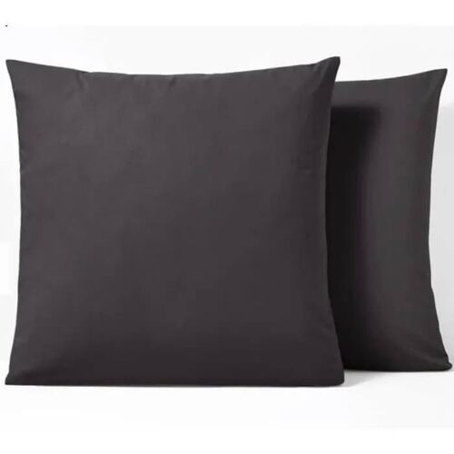 Taie D'oreiller - Anthracite - 65x65 Cm - 100% Coton - Tissage Très Serré - Finition Volant Piqué