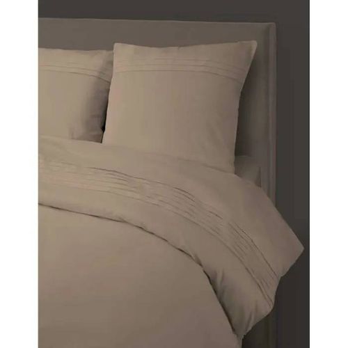 Housse De Couette - Pur Coton - 220x240 Cm - 2 Taies - Tissage Serré 57 Fils - Taupe