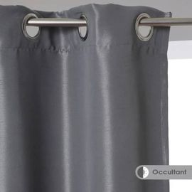 Rideau Occultant - Satin - Gris - 140 X 260 Cm - Effet Satiné - 100% Polyester