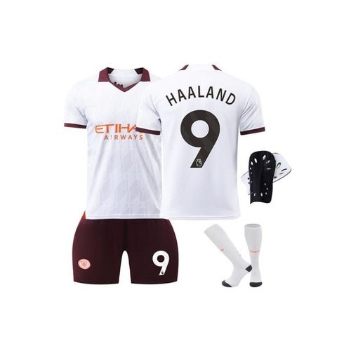 Manchester City 23/24 Maillot Extérieur Haaland #9 Ensemble Football Avec Genouillères ¿ Tenue Complète Homme