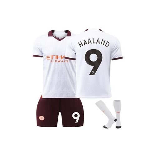 Manchester City 23/24 Maillot Extérieur Haaland #9 Ensemble Football 3 Pièces ¿ T-Shirt + Short + Chaussettes