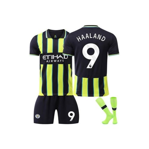 Manchester City 24/25 Maillot Extérieur Haaland #9 Ensemble Football 3 Pièces ¿ T-Shirt + Short + Chaussettes