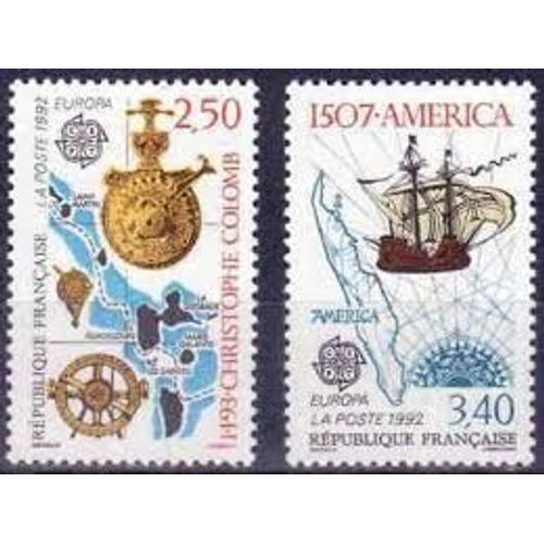 Europa : 500ème Anniversaire De La Découverte De L'Amérique Par Christophe Colomb La Paire Année 1992 N° 2755 2756 Yvert Et Tellier Luxe