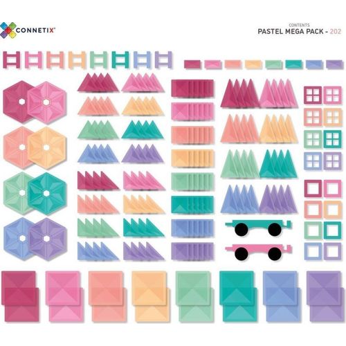 Jeu De Construction Magnétique Pastel Méga Paquet, 202 Pièces Pastel