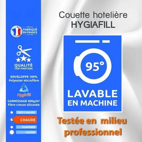 Couette - Hygiafill - 220 X 240 Cm - Lavable Jusqu'à 95° - 400g/M² - Blanc