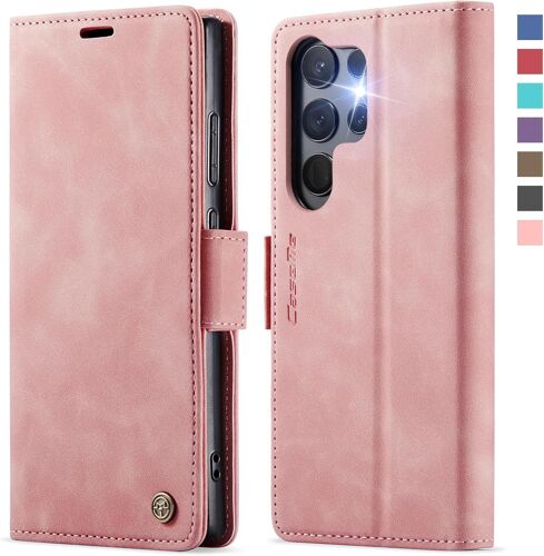 JGD-Coque pour Samsung Galaxy S25 Ultra 5G Etui Housse¿RFID Blocage¿ Premium en Cuir PU Pochette de Portefeuille Fermeture Magnetique Flip Case Clapet Rabat pour Samsung S25 Ultra 5G Étui,Rose