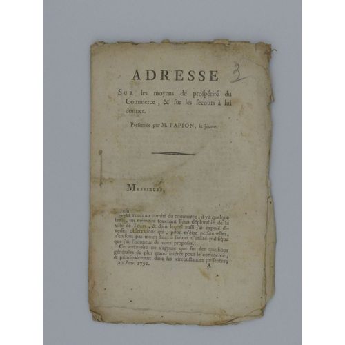 Document Ancien - Adresse Sur La Prospérité - 1791
