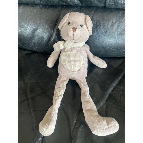 Doudou ours gris beige carreaux I2C KIABI BEBE pantin 32cm