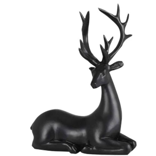 Renne couché noir 20cm - 16x6,5x20,5cm - Décoration Noël