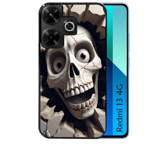 Coque Noire Pour Redmi 13 4g Poco M6 Mort Squelette Smile